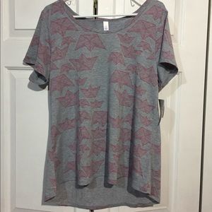 NWT LuLaRoe Origami Pink Sail Boats Top